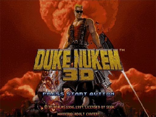 Duke Nukem 3D title screen for Sega Saturn